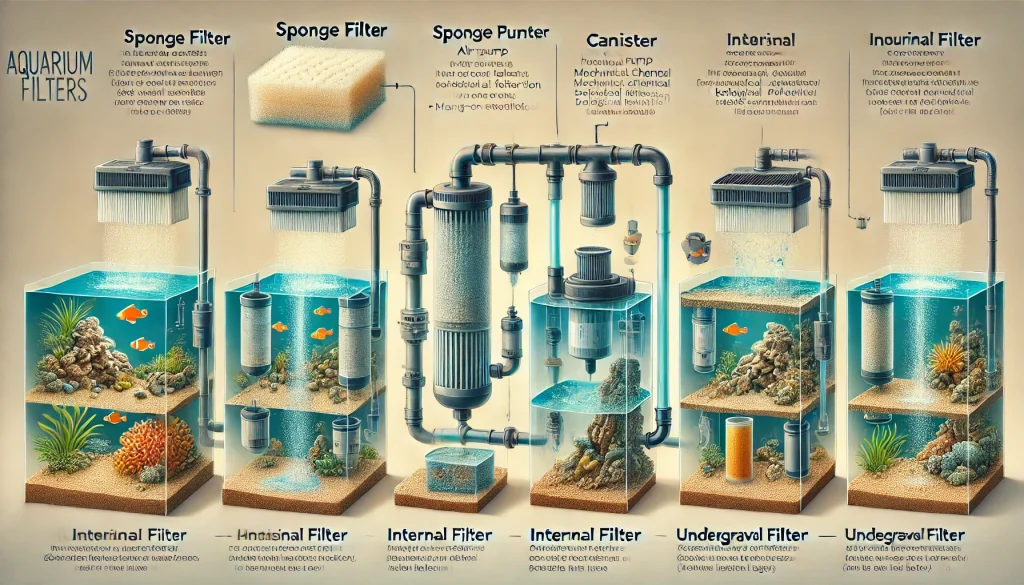 Different types of filters foe Betta Fish